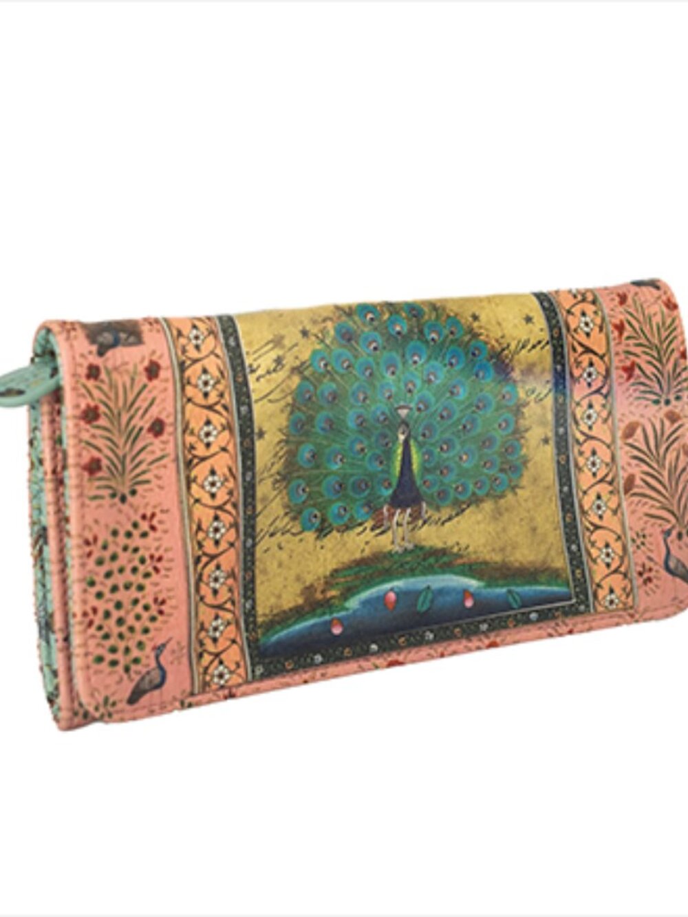 NWT  NEW Papaya! "Starlet" Tri-Fold Wallet Peacock Floral Vegan